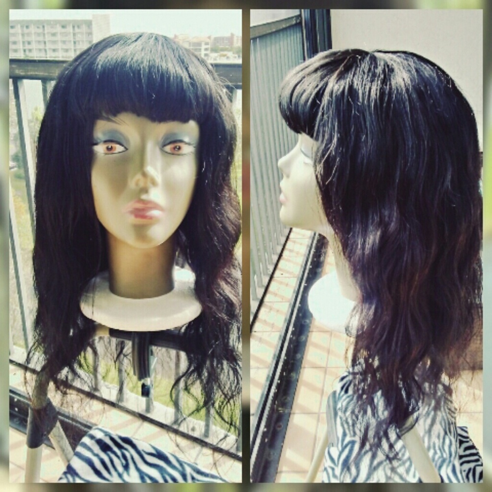 Brazilian body wave virgin human wig with bang